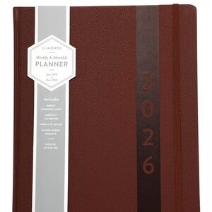 Eccolo Planner 2026 12-Month Weekly & Monthly Planner 10x8” Dark Brown